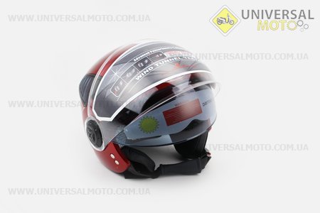 Шлем открытый + откидные очки HF-256 XXдлинной  Красный. Mototech (Шлем / UM3305-V91)