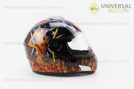 Шлем закрытый HF-180 XXдлинной  Черный c рисунком Q35. FXW (Шлем / UM3306-V14)