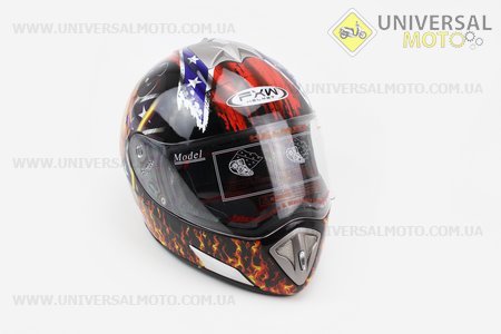 Шлем закрытый HF-180 XXдлинной  Черный c рисунком Q35. FXW (Шлем / UM3306-V14)