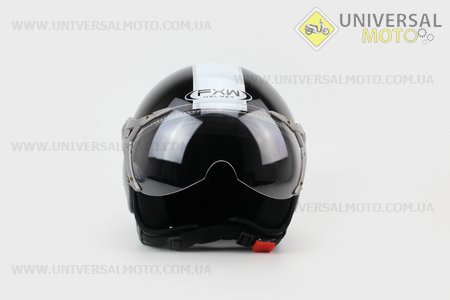Шлем открытый с козырьком HF-225 M- Черный с рисунком белой звезды. FXW (Шлем / UM3306-V18)