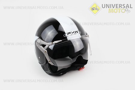 Шлем открытый с козырьком HF-225 M- Черный с рисунком белой звезды. FXW (Шлем / UM3306-V18)