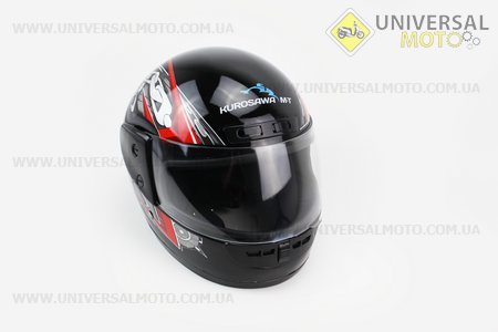 Шолом інтеграл, закритий HF-101 S, ЧОРНИЙ з червоно-сірим малюнком Q23-R. KUROSAWA (Шоломи / UM3306-V47)