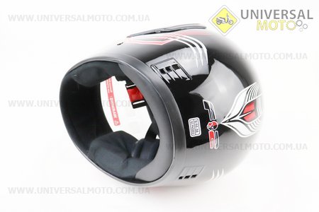Шлем закрытый 825-3 S- Черный с рисунком красно-серым. F-2 (Шлем / UM3306-V70)