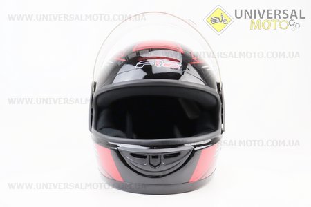 Шлем закрытый 825-3 S- Черный с рисунком красно-серым. F-2 (Шлем / UM3306-V70)