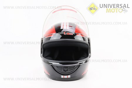 Шолом інтеграл, закритий 825-3 S, ЧОРНИЙ з червоно-сірою смугою. F-2 (Шоломи / UM3306-V73)