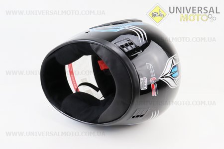 Шолом інтеграл, закритий 825-3 S, ЧОРНИЙ з синьо-сірим малюнком. F-2 (Шоломи / UM3306-V74)