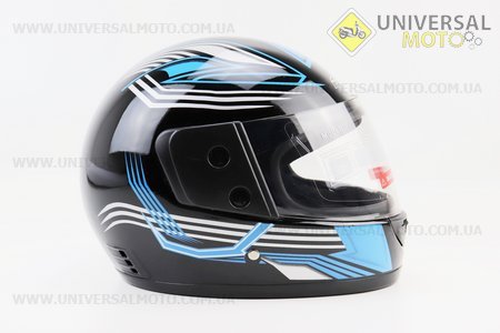 Шолом інтеграл, закритий 825-3 S, ЧОРНИЙ з синьо-сірим малюнком. F-2 (Шоломи / UM3306-V74)