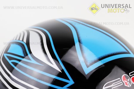 Шолом інтеграл, закритий 825-3 S, ЧОРНИЙ з синьо-сірим малюнком. F-2 (Шоломи / UM3306-V74)