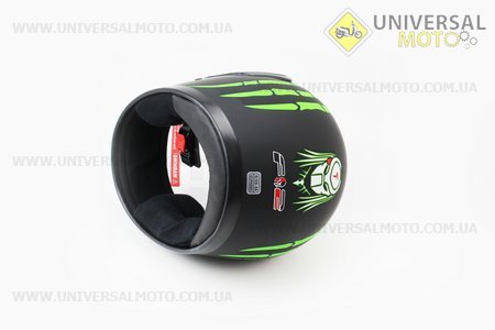 Шолом інтеграл, закритий 825-4 S, ЧОРНИЙ матовий з зеленим малюнком "хижак" (можливі дефекти фарбування). F-2 (Шоломи / UM3306-V76)