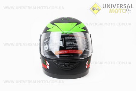 Шолом інтеграл, закритий 825-4 S, ЧОРНИЙ матовий з зеленим малюнком "хижак" (можливі дефекти фарбування). F-2 (Шоломи / UM3306-V76)