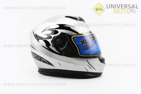 Шлем закрытый АТ-906 - серый с рисунком черно-белым + воротник. AIBT (Шлем / UM3306-V90)