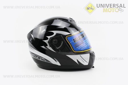 Шлем закрытый АТ-906 - Черный с рисунком серо-белым + воротник. AIBT (Шлем / UM3306-V92)