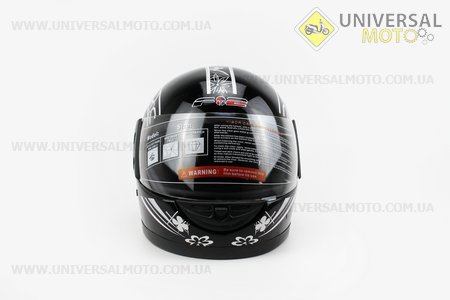 Шлем закрытый 825-1 S- Черный с рисунком розово-серым. F-2 (Шлем / UM3306-V94)