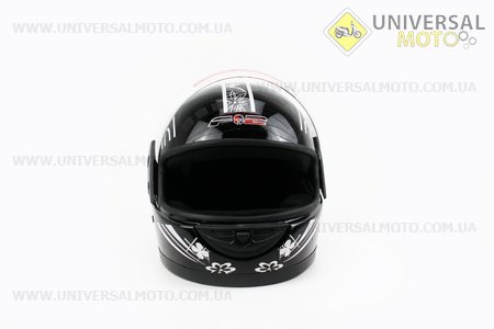 Шлем закрытый 825-1 S- Черный с рисунком розово-серым. F-2 (Шлем / UM3306-V94)