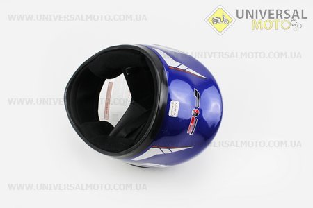 Шлем детский закрытый 801 XXS - синий с рисунком красно-серым. F-2 (Шлем / UM3306-V95)