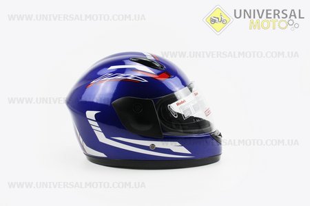 Шлем детский закрытый 801 XXS - синий с рисунком красно-серым. F-2 (Шлем / UM3306-V95)