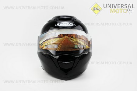 Шлем закрытый с откидным подбородком + очки HF-119 Xдлинной  Черный. FXW (Шлем / UM3306-V96)