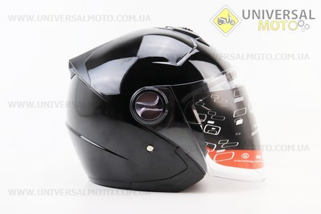 Шолом відкритий+окуляри AK-720, ЧОРНИЙ. AK (Шоломи / UM3307-V12)