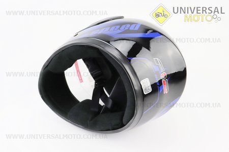 Шолом дитячий закритий 801 XXS - чорний з малюнком синьо-чорним. F-2 (Шоломи / UM3307-V75)