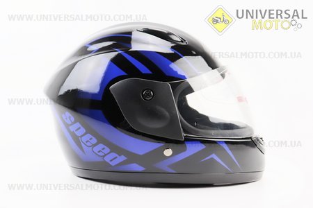 Шолом дитячий закритий 801 XXS - чорний з малюнком синьо-чорним. F-2 (Шоломи / UM3307-V75)