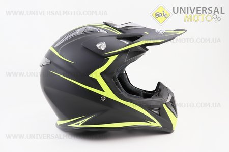 Шолом кросовий/ендуро/АТV HF-116 XL 61-62см (наш замір 57-58см М), ЧОРНИЙ матовий з зеленим малюнком Q178Y. FXW (Шоломи / UM3308-V07)