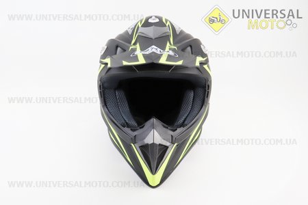 Шолом кросовий/ендуро/АТV HF-116 XL 61-62см (наш замір 57-58см М), ЧОРНИЙ матовий з зеленим малюнком Q178Y. FXW (Шоломи / UM3308-V07)