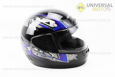 Шолом інтеграл, закритий HF-101 S, ЧОРНИЙ з синьо-сірим малюнком Q23-BL. KUROSAWA (Шоломи / UM3308-V68)