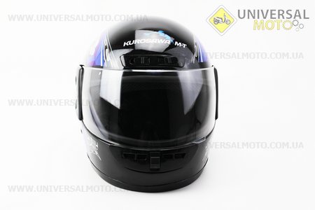 Шолом інтеграл, закритий HF-101 S, ЧОРНИЙ з синьо-сірим малюнком Q23-BL. KUROSAWA (Шоломи / UM3308-V68)