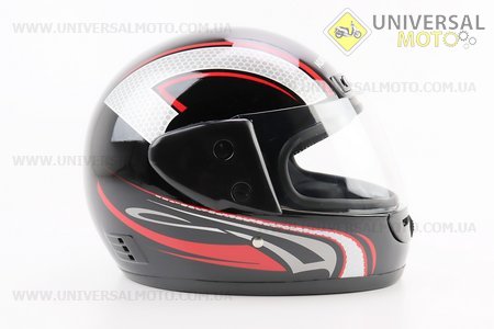 Шолом інтеграл, закритий HF-101 S, ЧОРНИЙ з червоно-сірим малюнком Q233-R. KUROSAWA (Шоломи / UM3308-V71)