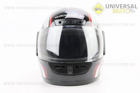 Шолом інтеграл, закритий HF-101 S, ЧОРНИЙ з червоно-сірим малюнком Q233-R. KUROSAWA (Шоломи / UM3308-V71)