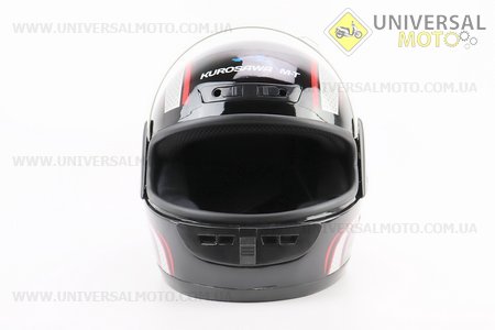 Шолом інтеграл, закритий HF-101 S, ЧОРНИЙ з червоно-сірим малюнком Q233-R. KUROSAWA (Шоломи / UM3308-V71)