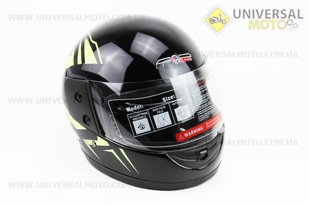 Шолом інтеграл, закритий 825-1 XS, ЧОРНИЙ з зеленим малюнком (можливі подряпини, дефекти фарбування). F-2 (Шоломи / UM3308-V97)