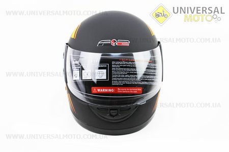 Шолом інтеграл, закритий 825-1 XS, ЧОРНИЙ матовий з помаранчевим малюнком (можливі подряпини, дефекти фарбування). F-2 (Шоломи / UM3308-V98)