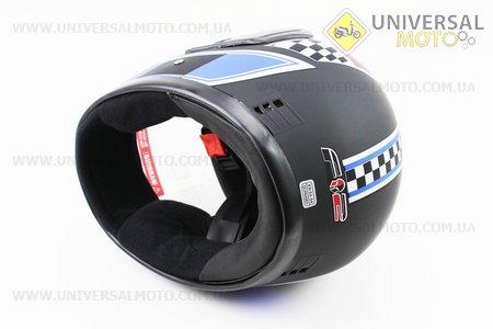 Шолом інтеграл, закритий 825-1 XS, ЧОРНИЙ матовий з синьо-біло-червоним "69" малюнком (можливі подряпини, дефекти фарбування). F-2 (Шоломи / UM3308-V99)