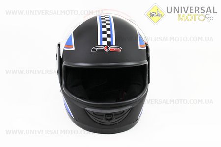 Шолом інтеграл, закритий 825-1 XS, ЧОРНИЙ матовий з синьо-біло-червоним "69" малюнком (можливі подряпини, дефекти фарбування). F-2 (Шоломи / UM3308-V99)