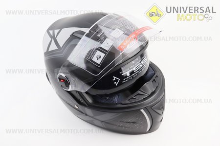 Шолом інтеграл, закритий+окуляри BLD-М61 S (55-56см), ЧОРНИЙ матовий з сірим малюнком. BLD (Шоломи / UM3309-V35)
