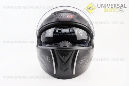 Шолом інтеграл, закритий+окуляри BLD-М61 S (55-56см), ЧОРНИЙ матовий з сірим малюнком. BLD (Шоломи / UM3309-V35)
