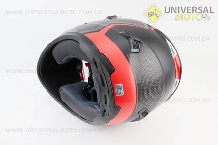 Шолом інтеграл, закритий+окуляри BLD-М61 S (55-56см), ЧОРНИЙ матовий з червоно-сірим малюнком. BLD (Шоломи / UM3309-V36)