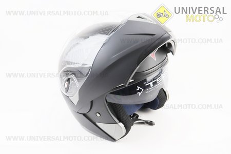 Шолом модуляр, закритий з відкидним підборіддям+відкидні окуляри BLD-158 S (55-56см), ЧОРНИЙ матовий. BLD (Шоломи / UM3309-V38)