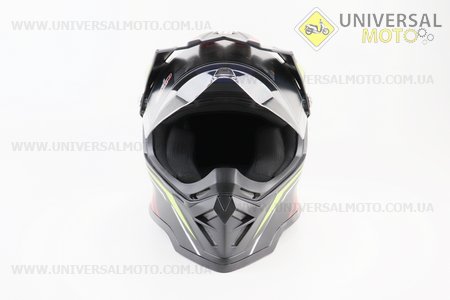 Шолом кросовий/ендуро/АТV зі склом (сертифікації DOT/ECE) SCO-819-7 S (55-56см), ЧОРНИЙ матовий з синьо-червоно-зеленим малюнком. Scorpion (Шоломи / UM3309-V48)