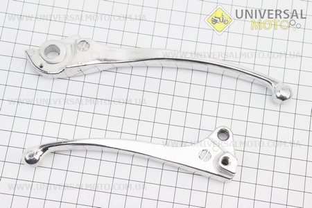 Важелі керма лівий, правий комплект 2шт (під дискові / барабанні гальма) Honda DIO AF35 "хром". Китай (Запчастини до японського скутера / UM3310-V80)