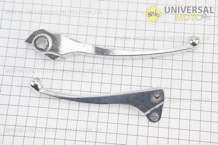 Важелі керма лівий, правий комплект 2шт (під дискові / барабанні гальма) Honda DIO AF35 "хром". Китай (Запчастини до японського скутера / UM3310-V80)