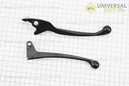 Важелі керма лівий, правий комплект 2шт (під дискові / барабанні гальма) Honda DIO AF48, чорні. Китай (Запчастини до японського скутера / UM3310-V82)