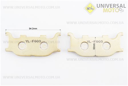 Гальмівні колодки (дискові) Yamaha SR125 / FZ6 / YP 250 / MAJESTY 250 / XVS -1100 / TZR 150 R / CP 250 / XVS -1100 / FZ6 / TDR 125 комплект жовті. YONGLI (Запчастини до японського скутера / UM3314-V59)
