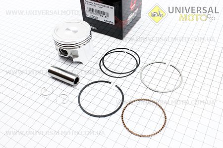 Поршневий комплект (поршень, кільця, палець) Suzuki VECSTAR AN125 52мм +0,25 (палець 14мм). Китай (Запчастини до японського скутера / UM3315-V16)