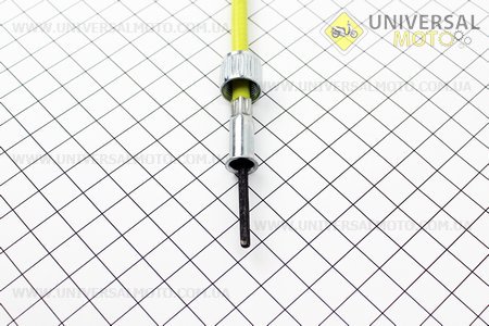 Трос спідометра Honda DIO ZX AF28/35 (з клямкою квадрат-квадрат, жовтий) (трос 87см; кожух 83см). Китай (Запчастини до японського скутера / UM3315-V33)