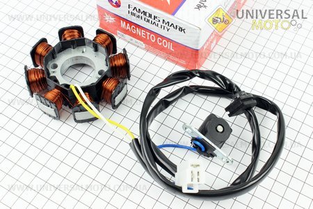 Статор магнето (генератора) Honda DIO AF34 / 35 (8 котушок роз'єм "мама 3"). HAORUN (Запчастини до японського скутера / UM3317-V97)