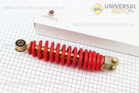 Амортизатор задній GY6 / Yamaha - 225мм * d50мм (втулка 10мм / вилка 8 мм), червоний. HAORUN (Запчастини до японського скутера / UM3318-V37)