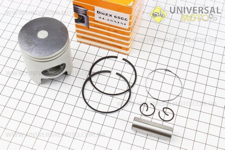 Поршень, кольца, палец комплект Honda DIO ZX65 44мм + 0,25 желтая коробка (палец 12мм). SEE (Скутер Honda DIO \ UM3318-V85)