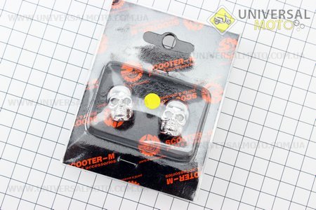 Болт M6 "хром ЧЕРЕП" с светящимися глазами, к-кт 2шт
